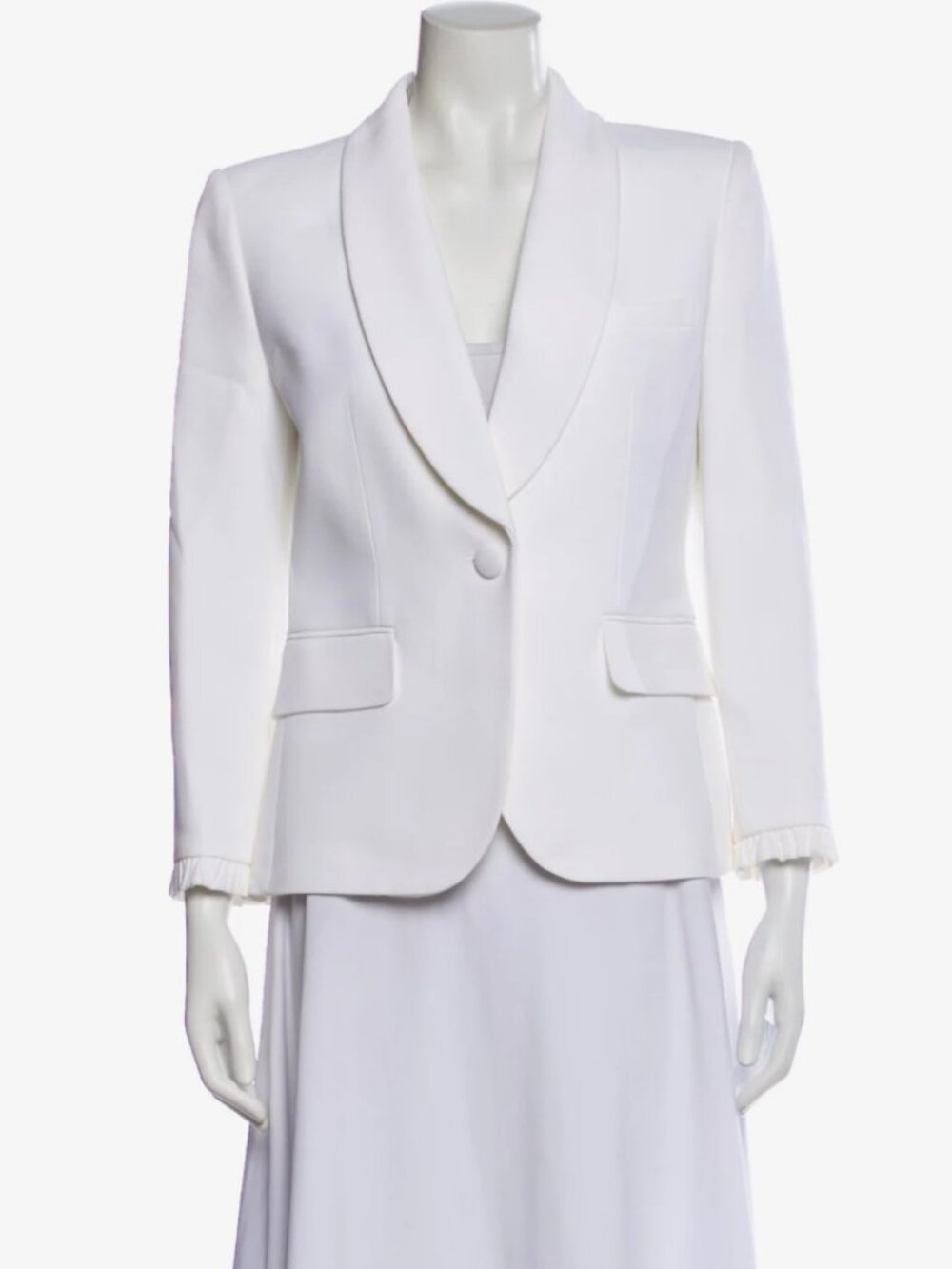 Michael Kors Collection Double Crepe Sable Ruffle Cuff Blazer | Made in Italy |8